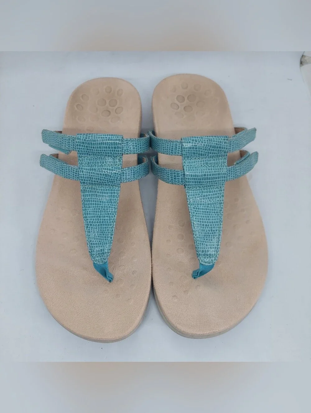 Vionic Elvia Sandals Orthotic Teal Blue Womens Sz 9 Wide Adjustable Summer Shoes